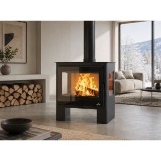 Poêle à bois 3 vitres raccordable - BRONPI Loreto 10 kW