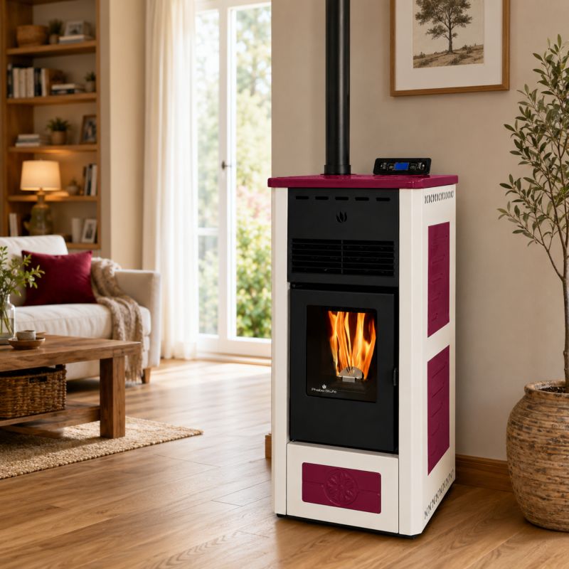 Poêle à granules en céramique - ORIGINE PHEBO Febe Bicolore 5S-8 7.5 kW