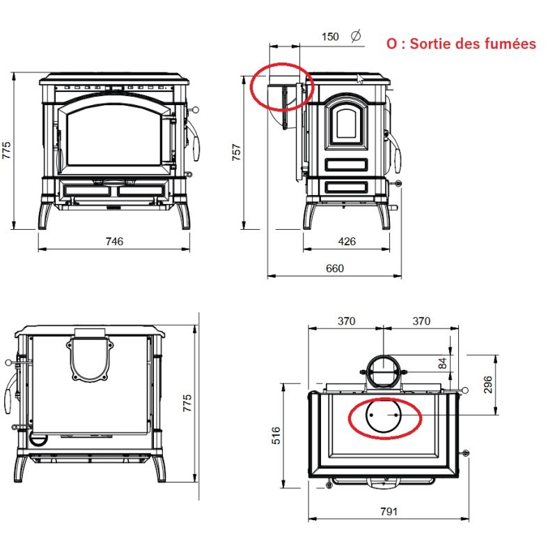 Poêle à bois en fonte - LA NORDICA Isotta LEAN 9.3 kW