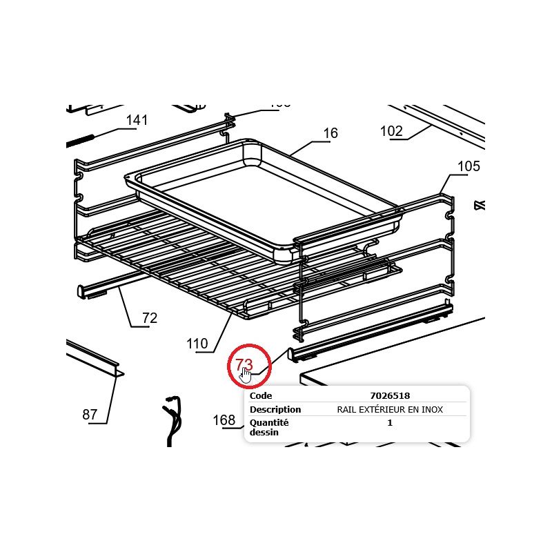 Rail de four droit - LA NORDICA