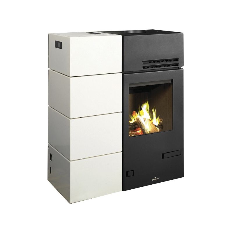 Poêle hybride ventilé bois granules - BRONPI Mixte Carol 15 kW bûches/granulés