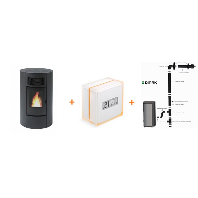 PACK Poêle à granulés Cinzia ORIGINE PH + Conduits Dinak + Module Wifi