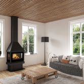 Cheminée à bois 3 vitres ventilé raccordable - BRONPI Lisboa 3C 10 kW