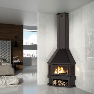 Poêle à bois cheminée d'angle - BRONPI Lorca - R 14 kW