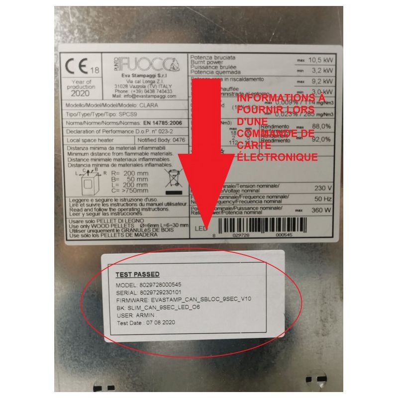 Carte électronique pour poêles Eva calor