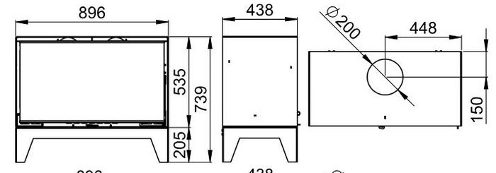 Schéma technique BIMBA 90 sur pieds BRONPI