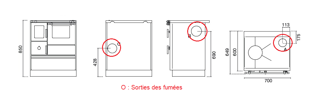 Dimensiosn cuisinière à bois dafne eva calor