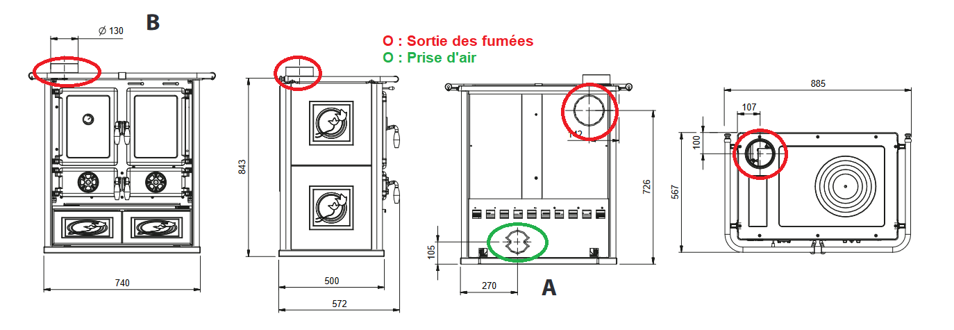 Dimensions rosetta sinistra 5.0 ceramica