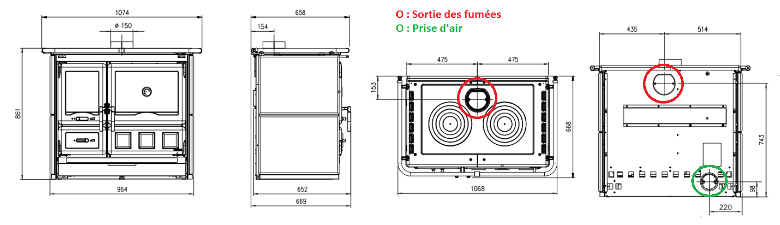 Cuisinière à bois Rosa XXL 5.0- 11kW - Cuisinière traditionnelle