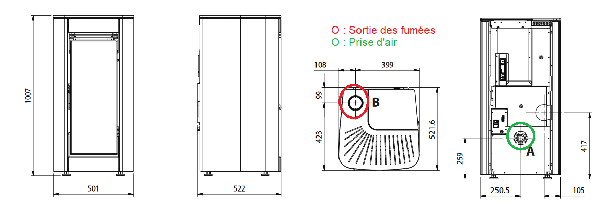 dimensions ilary top extraflame