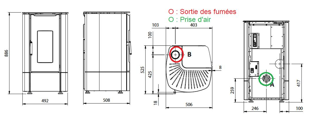 Dimensions angy top extraflame