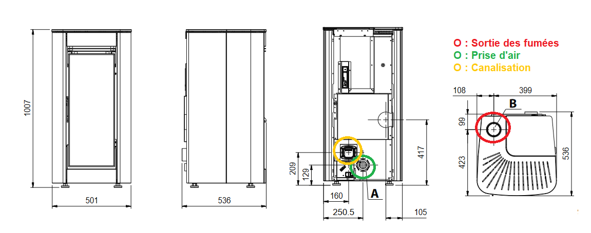 dimensions ilary plus top extraflame