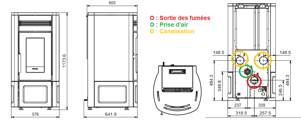 Schéma technique du Noris Plus Lux extraflame