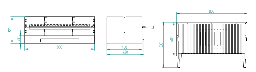 Barbecue argentin bois et charbon FM BVE-80 80cm grille suspendue à  manivelle