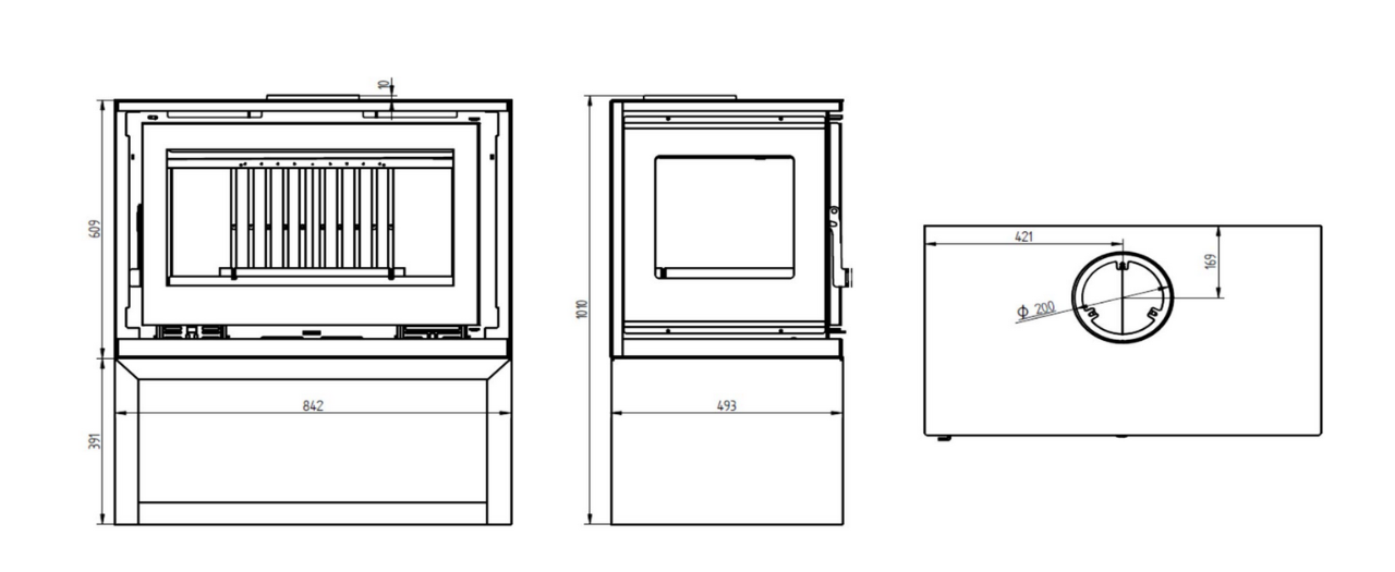 Dimensions du poêle M-180L fm calefaccion