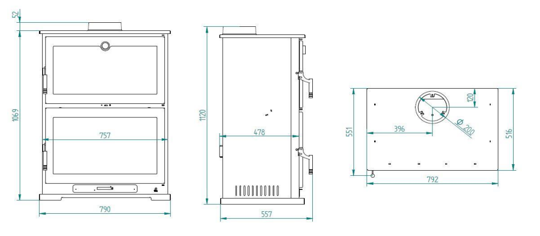 Poêle à bois avec four en acier Dakota – 9,5 kW - FM Calefaccion