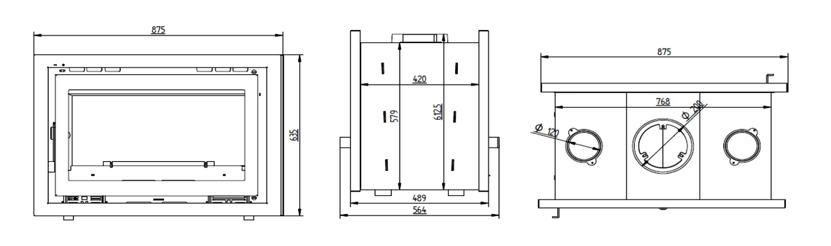 Dimensions de l'insert à bois IT-182 de chez FM
