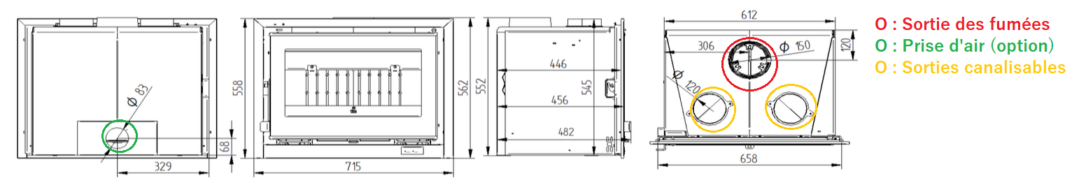 Schéma des dimensions WACO fonte porte simple