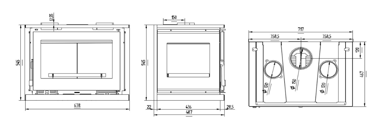 dimensions de l'insert à bois IT-173 de la marque fm calefaccion