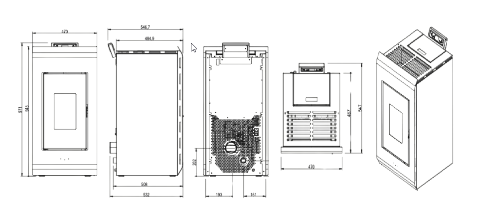 Dimension poele a bois INTERSTOVES Zara 9