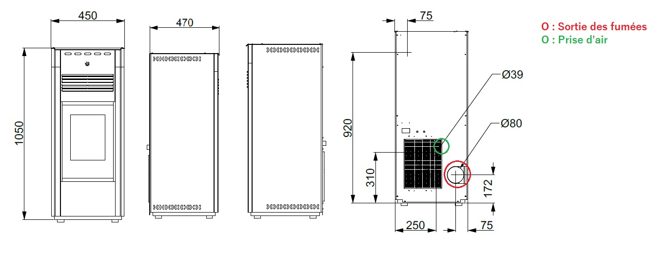 Schéma des dimesions AFRODITE 5S-XL
