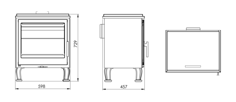 Dimensions poele a bois AUBE de la marque PANDERO