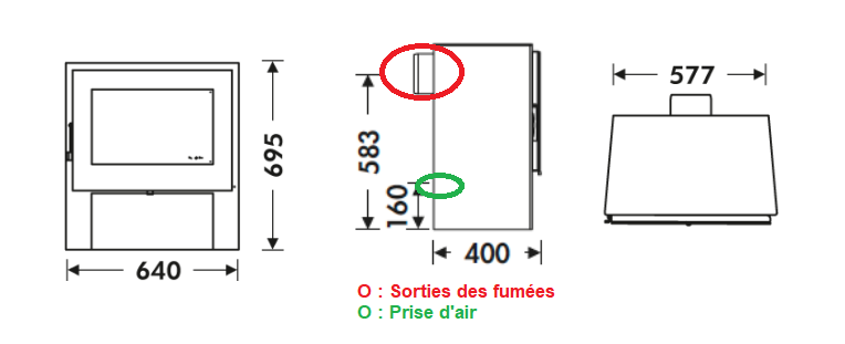 Dimensions poele a bois naxos de panadero
