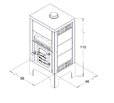 Dimensions du poêle de masse V50S