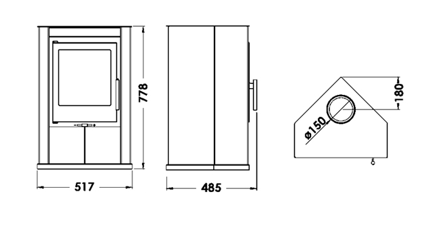 dimensiosn du poele a bois SAGRES de la marque PANADERO