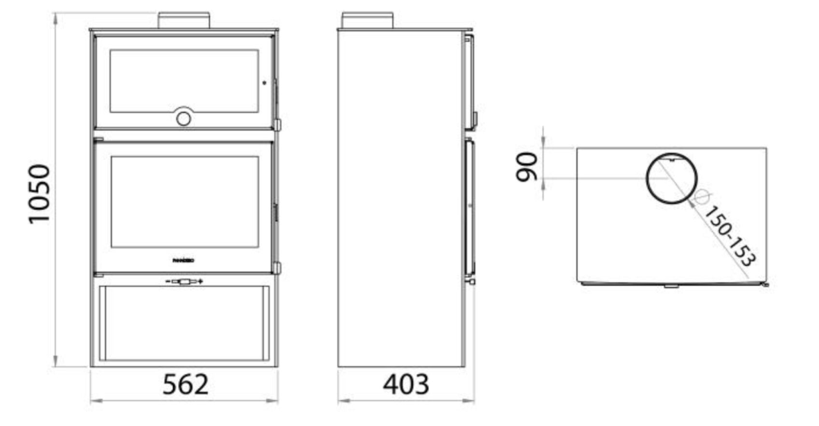 dimensions poele a bois four ZAMORA Panadero