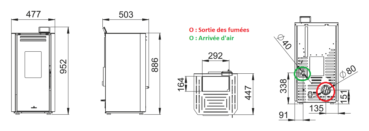 Dimensions techniques TINA 7Kw
