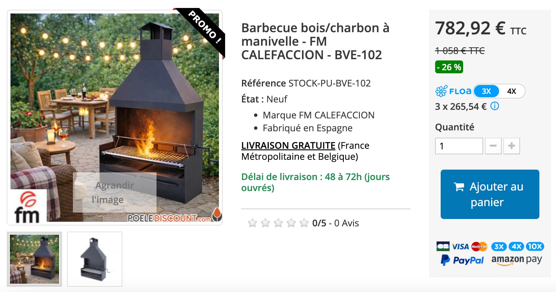 barbecue bois charbon à manivelle