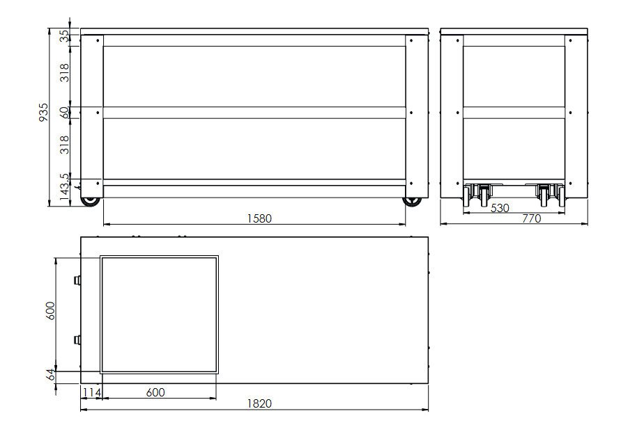 dimensions table multifonction