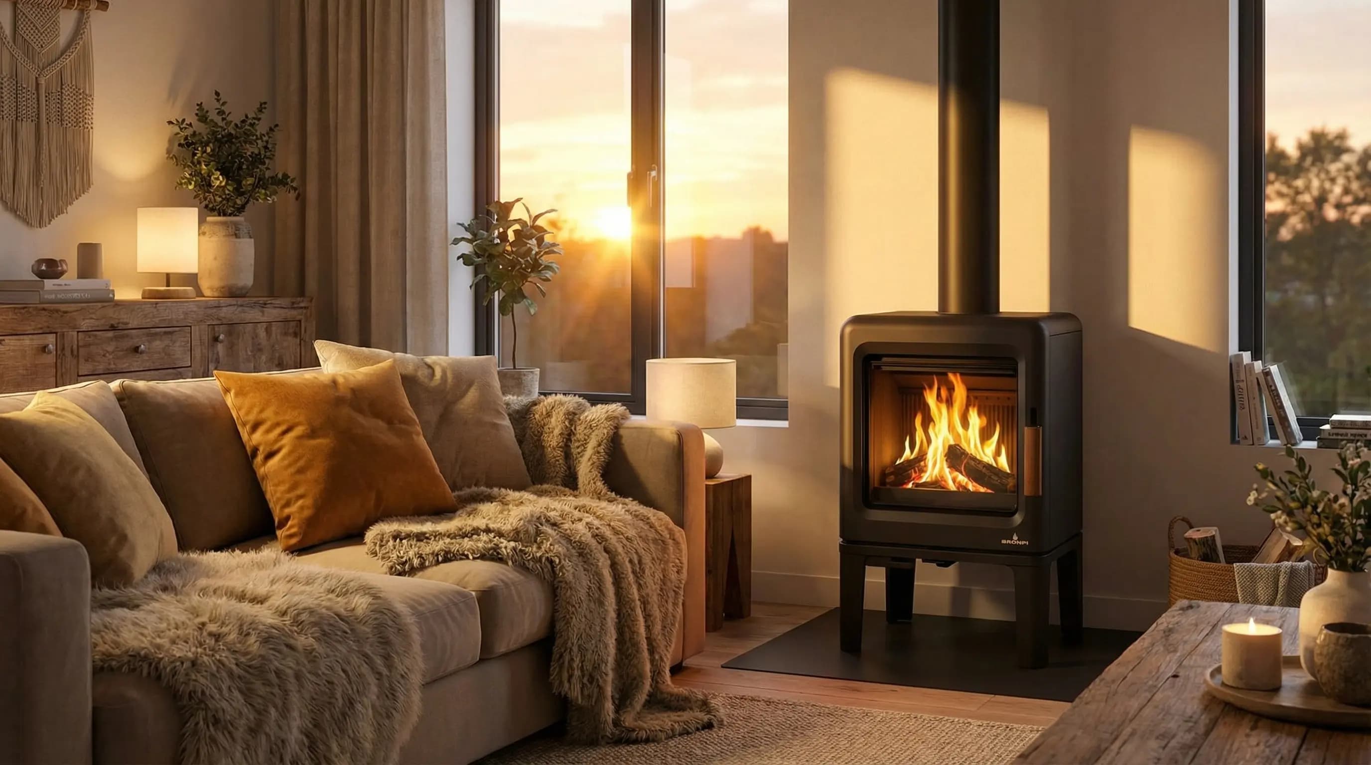poele a bois BRONPI lira dans un salon 